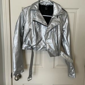 Silver crop jacket.